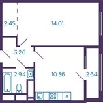 Планировка 1-комнатной квартиры, 33 м2