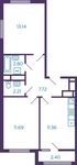 Планировка 2-комнатной квартиры, 50,12 м2