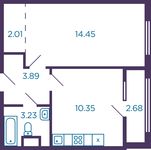 Планировка 1-комнатной квартиры, 35,27 м2