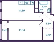 Планировка 1-комнатной квартиры, 37,9 м2