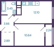 Планировка 2-комнатной квартиры, 32,7 м2