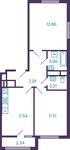 Планировка 2-комнатной квартиры, 49,43 м2