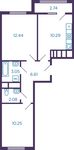 Планировка 2-комнатной квартиры, 46,09 м2