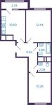 Планировка 2-комнатной квартиры, 46,28 м2