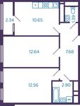 Планировка 2-комнатной квартиры, 48,99 м2