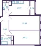 Планировка 2-комнатной квартиры, 56,11 м2