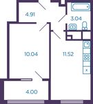 Планировка 1-комнатной квартиры, 31,51 м2
