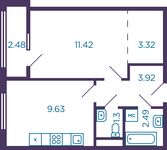 Планировка 1-комнатной квартиры, 32,3 м2