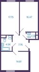 Планировка 2-комнатной квартиры, 63,7 м2