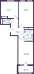 Планировка 2-комнатной квартиры, 57,65 м2