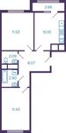 Планировка 2-комнатной квартиры, 47,45 м2