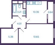 Планировка 1-комнатной квартиры, 37,93 м2