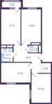 Планировка 3-комнатной квартиры, 86,98 м2