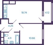 Планировка 1-комнатной квартиры, 39,82 м2