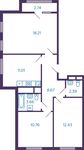 Планировка 3-комнатной квартиры, 68,5 м2