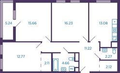 Планировка 1-комнатной квартиры, 40,65 м2