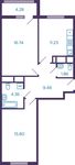 Планировка 2-комнатной квартиры, 61,61 м2