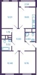 Планировка 3-комнатной квартиры, 60,4 м2