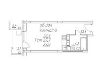 Планировка квартиры студии, 29,5 м2