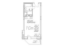 Планировка квартиры студии, 28,8 м2