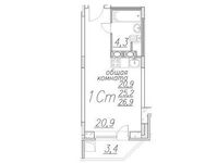 Планировка квартиры студии, 26,9 м2