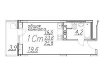 Планировка квартиры студии, 25,8 м2