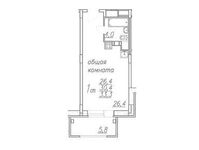 Планировка квартиры студии, 33,2 м2