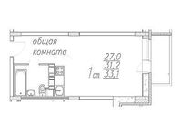 Планировка квартиры студии, 33,1 м2