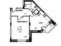 Планировка 1-комнатной квартиры, 55,3 м2
