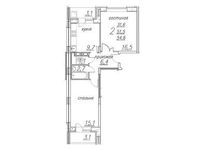 Планировка 2-комнатной квартиры, 54,6 м2