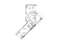 Планировка 2-комнатной квартиры, 57,4 м2