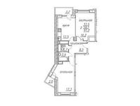 Планировка 2-комнатной квартиры, 61,2 м2