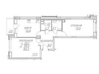 Планировка 2-комнатной квартиры, 60,3 м2