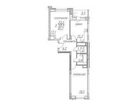 Планировка 2-комнатной квартиры, 61,1 м2