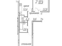 Планировка 2-комнатной квартиры, 61,8 м2