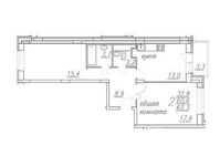 Планировка 2-комнатной квартиры, 62,3 м2