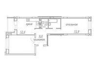 Планировка 2-комнатной квартиры, 62,9 м2