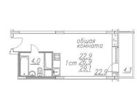 Планировка квартиры студии, 29,7 м2