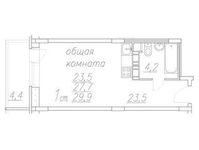 Планировка квартиры студии, 29,9 м2