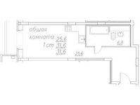 Планировка квартиры студии, 31,6 м2