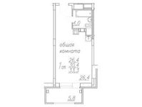 Планировка квартиры студии, 33,3 м2