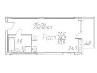 Планировка квартиры студии, 33 м2