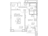 Планировка 1-комнатной квартиры, 40,6 м2