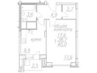 Планировка 1-комнатной квартиры, 41,4 м2