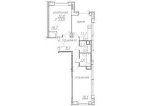 Планировка 2-комнатной квартиры, 61,5 м2