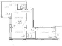 Планировка 3-комнатной квартиры, 87,3 м2