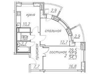 Планировка 2-комнатной квартиры, 55,6 м2