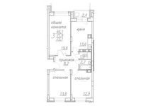 Планировка 3-комнатной квартиры, 73,1 м2