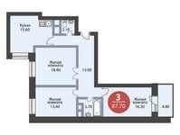 Планировка 3-комнатной квартиры, 87 м2
