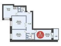 Планировка 3-комнатной квартиры, 87,2 м2